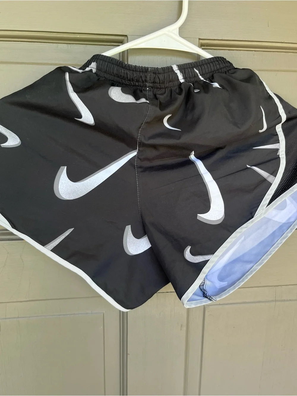 Nike Black Shorts with White Swoosh Print